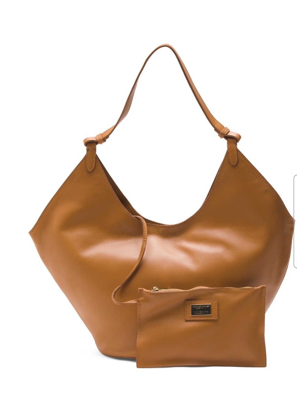 NWT Made in Italy Genuine Leather Hobo Bag & Pouch Tan - Viola Castellani"Ciao!"
